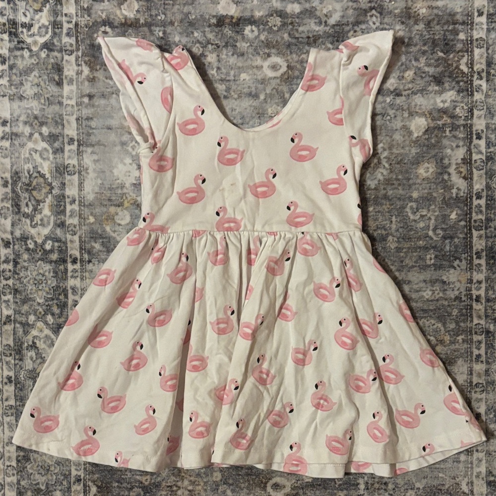 Adorable Flamingo Print Kids Dress